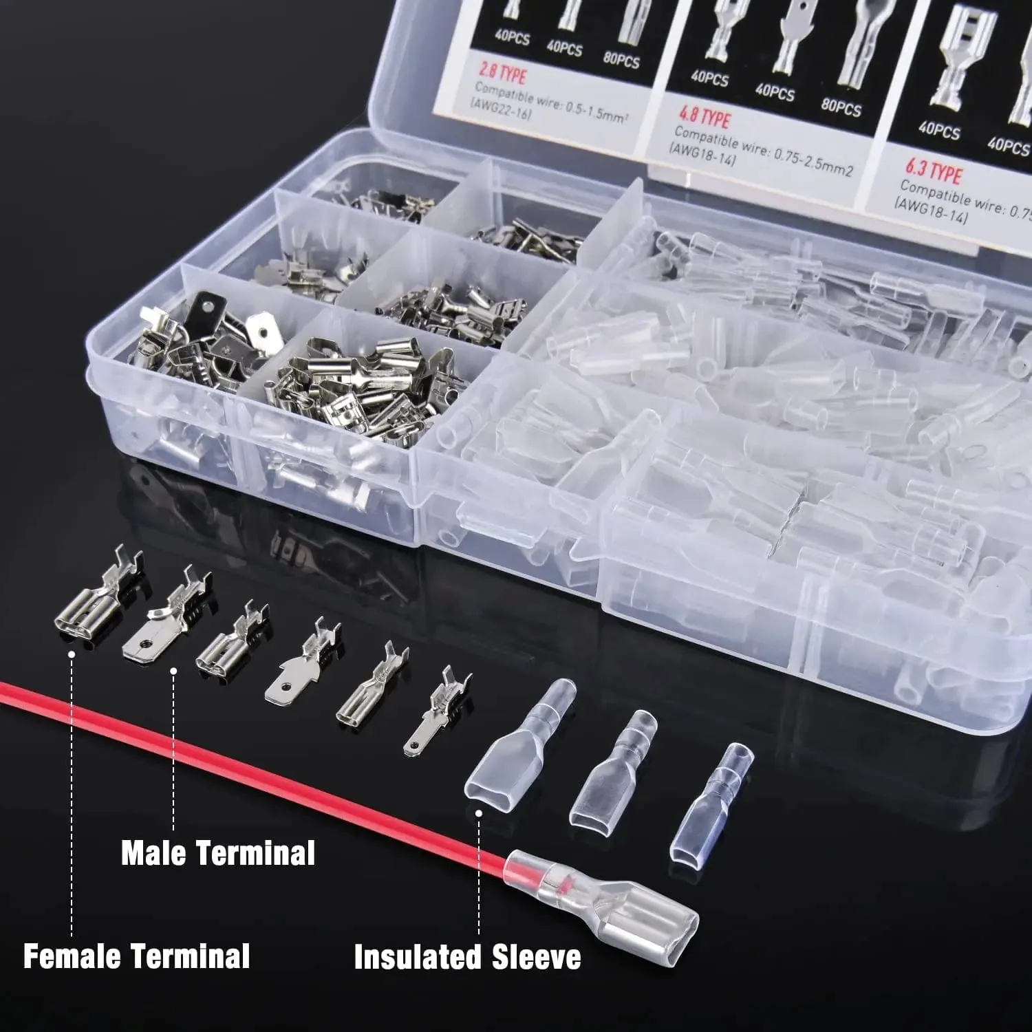 480 PCS Spade Terminals with Insulated Sleeves