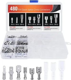 480 PCS Spade Terminals with Insulated Sleeves