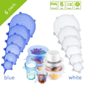 6PCS Silicone Stretch Lids Universal Silicone  Wrap Bowl Pot Lid Silicone Cover Pan Cooking Kitchen Accessories Ramadan