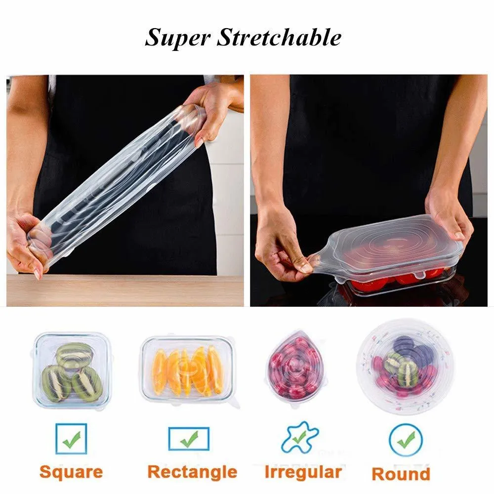6PCS Silicone Stretch Lids Universal Silicone  Wrap Bowl Pot Lid Silicone Cover Pan Cooking Kitchen Accessories Ramadan