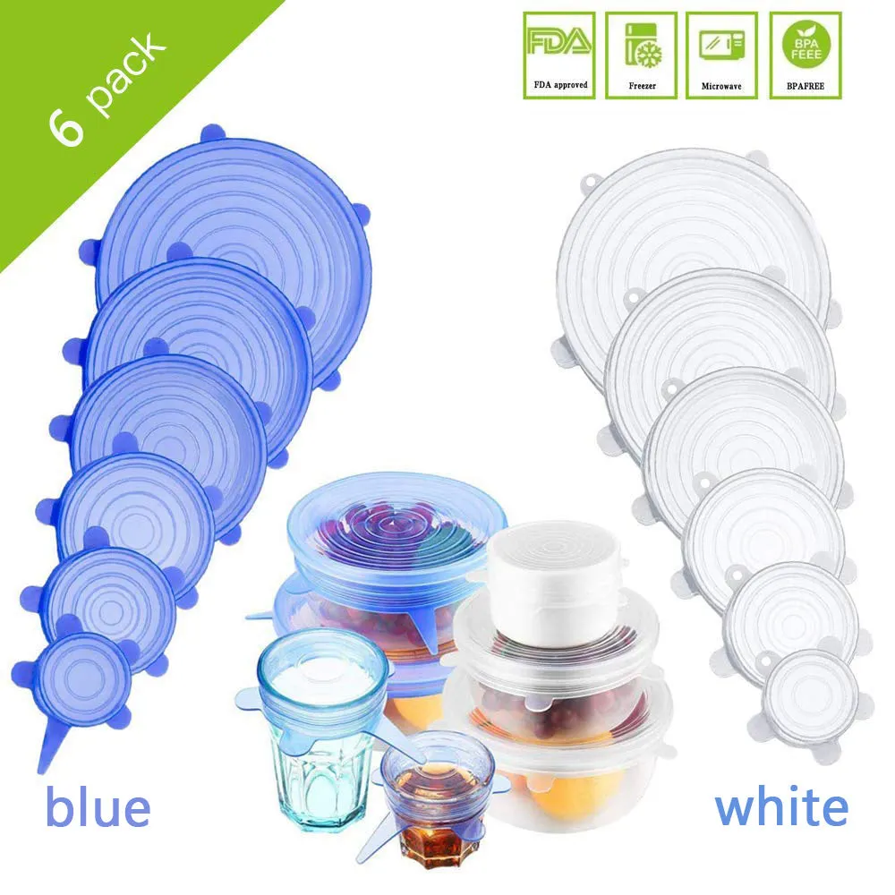 6PCS Silicone Stretch Lids Universal Silicone  Wrap Bowl Pot Lid Silicone Cover Pan Cooking Kitchen Accessories Ramadan