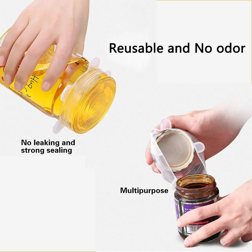 6PCS Silicone Stretch Lids Universal Silicone  Wrap Bowl Pot Lid Silicone Cover Pan Cooking Kitchen Accessories Ramadan