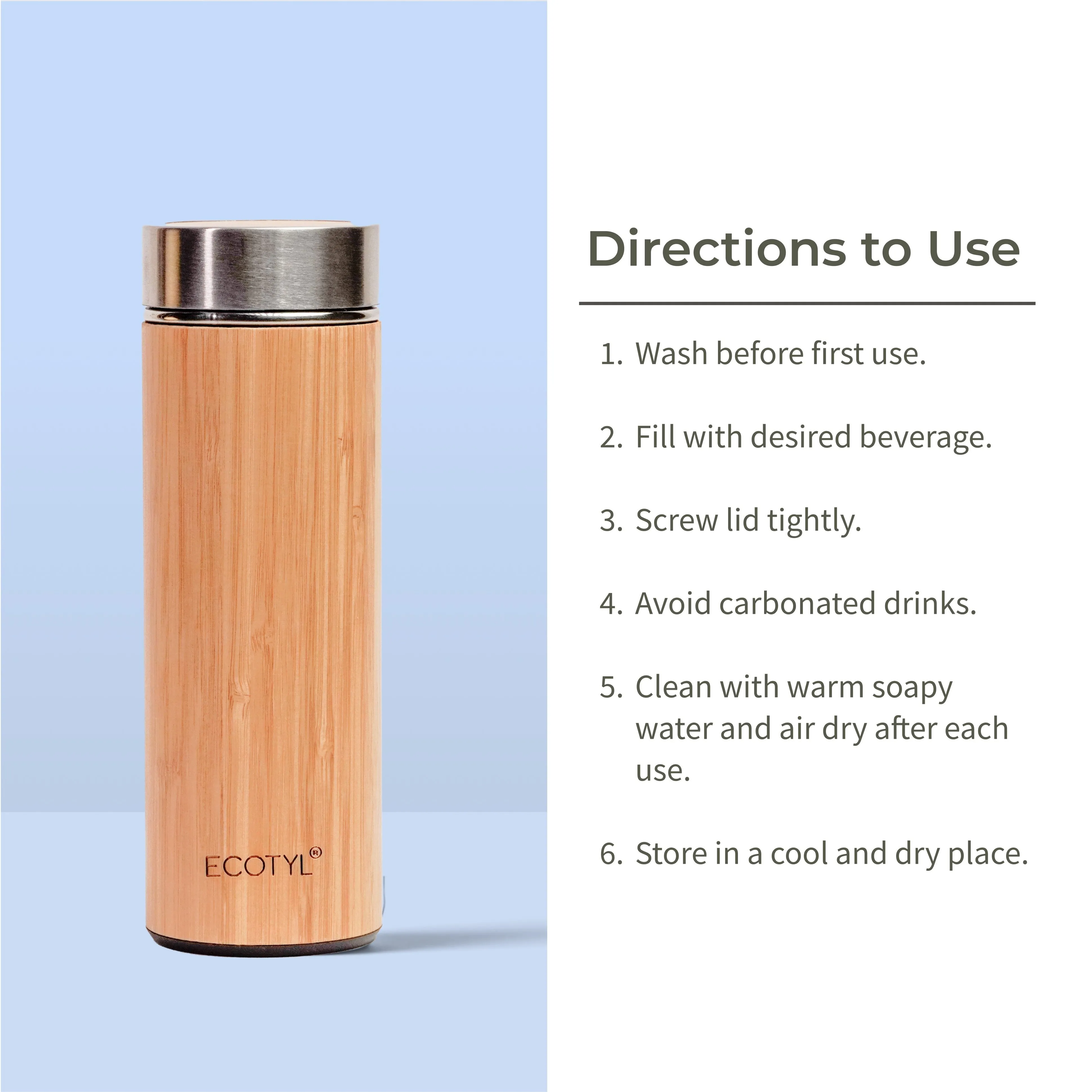 Bamboo Stainless Steel Insulated Flask With Strainer