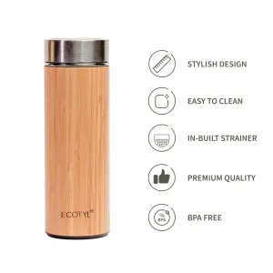 Bamboo Stainless Steel Insulated Flask With Strainer