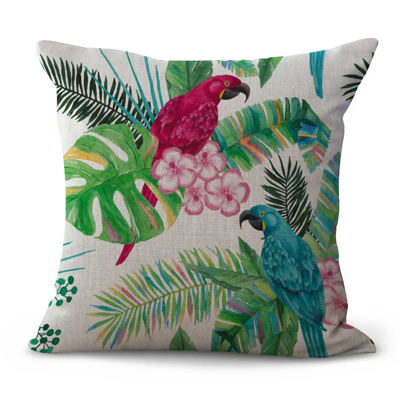 Colourful Tropical Plant Cushion Cover