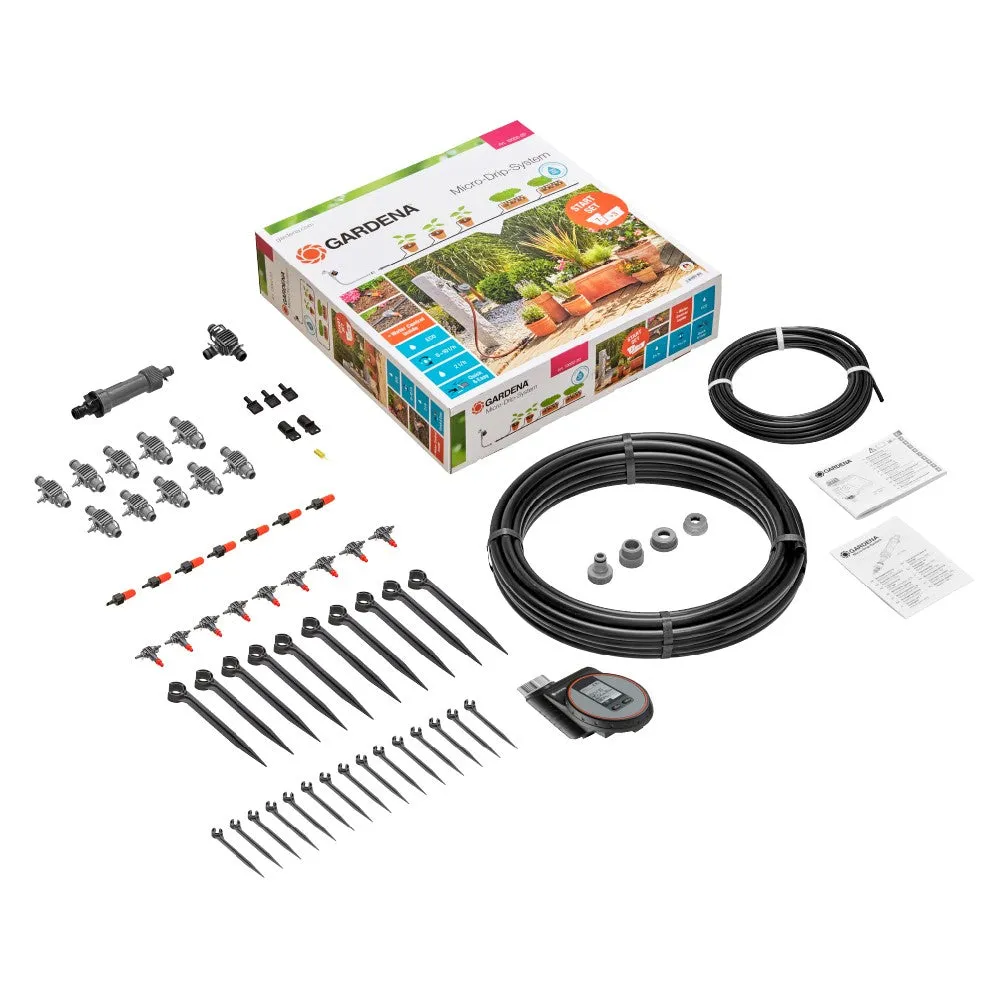 GARDENA Micro-Drip Start Set for Flower Pots - Medium   FREE Water Timer