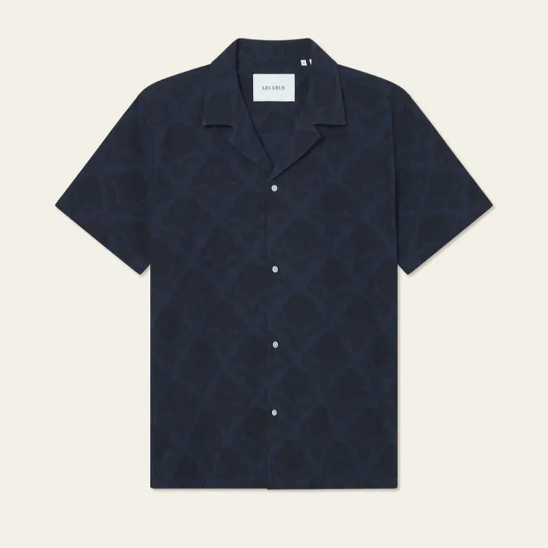 Lesley Flower Tile AOP SS Shirt (Navy   Dark Navy)