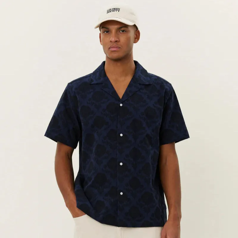 Lesley Flower Tile AOP SS Shirt (Navy   Dark Navy)