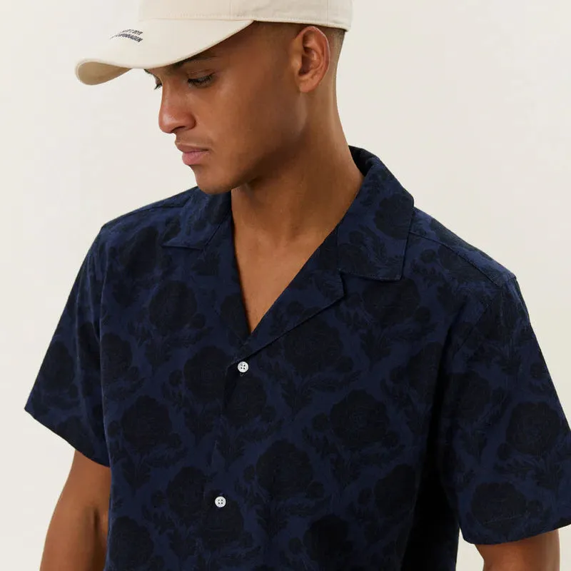 Lesley Flower Tile AOP SS Shirt (Navy   Dark Navy)