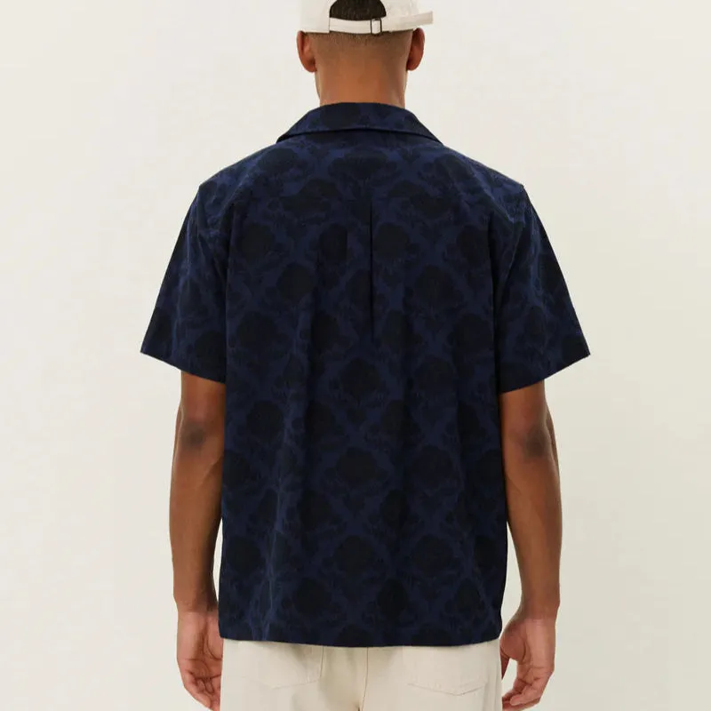 Lesley Flower Tile AOP SS Shirt (Navy   Dark Navy)
