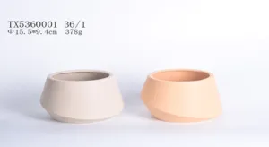 Romi Ceramic Pot | Trendy Orange and Cream Color | Decorative Planter for Table Top Plants (Pack Of 2)