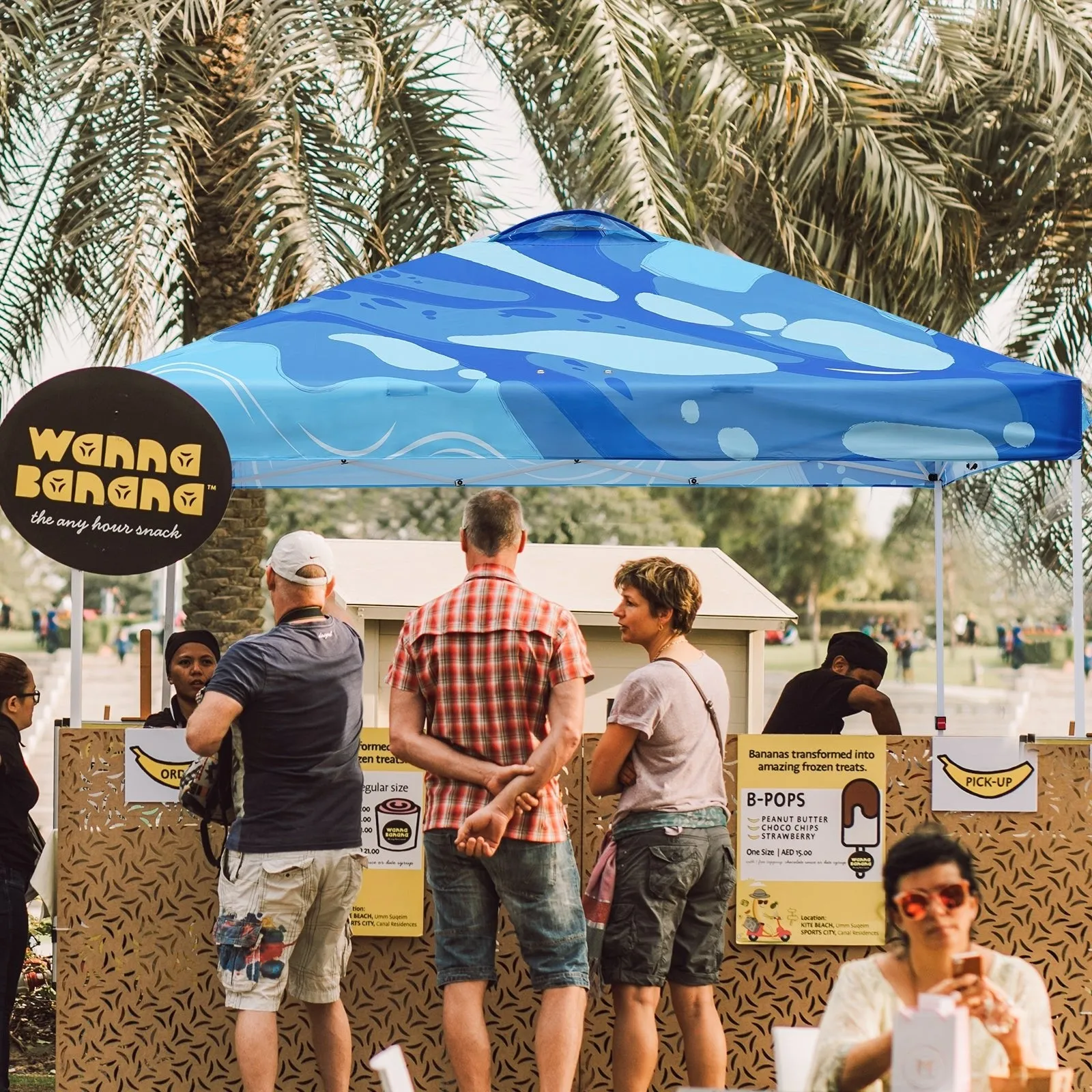 SHADE GRAPHiX Easy Setup 10x10 Pop Up Canopy Tent with Digital Printed Blue Abstract Top