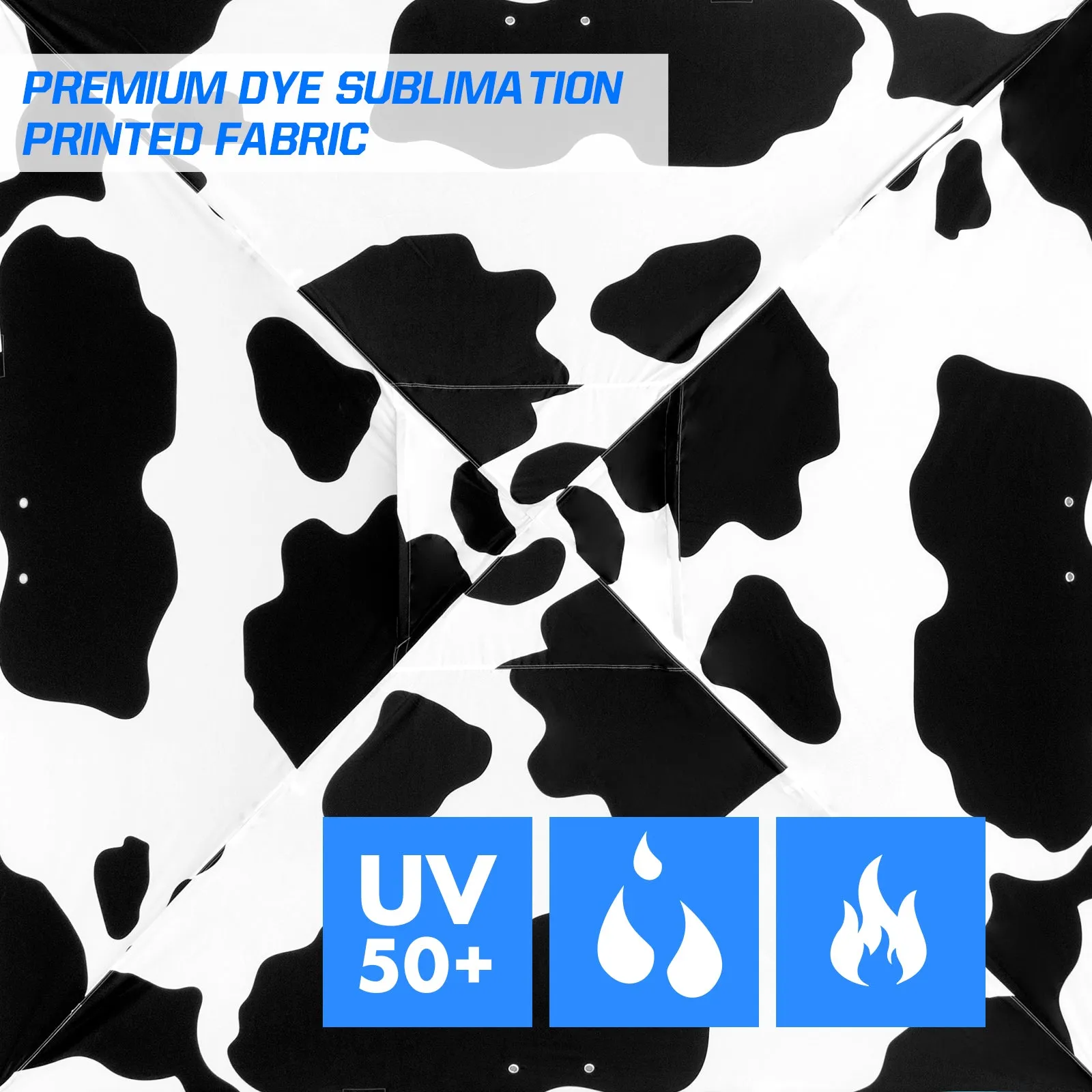 SHADE GRAPHiX Easy Setup 10x10 Pop Up Canopy Tent with Digital Printed Cow Print Top
