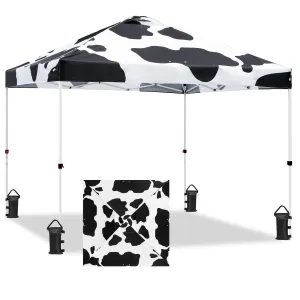 SHADE GRAPHiX Easy Setup 10x10 Pop Up Canopy Tent with Digital Printed Cow Print Top