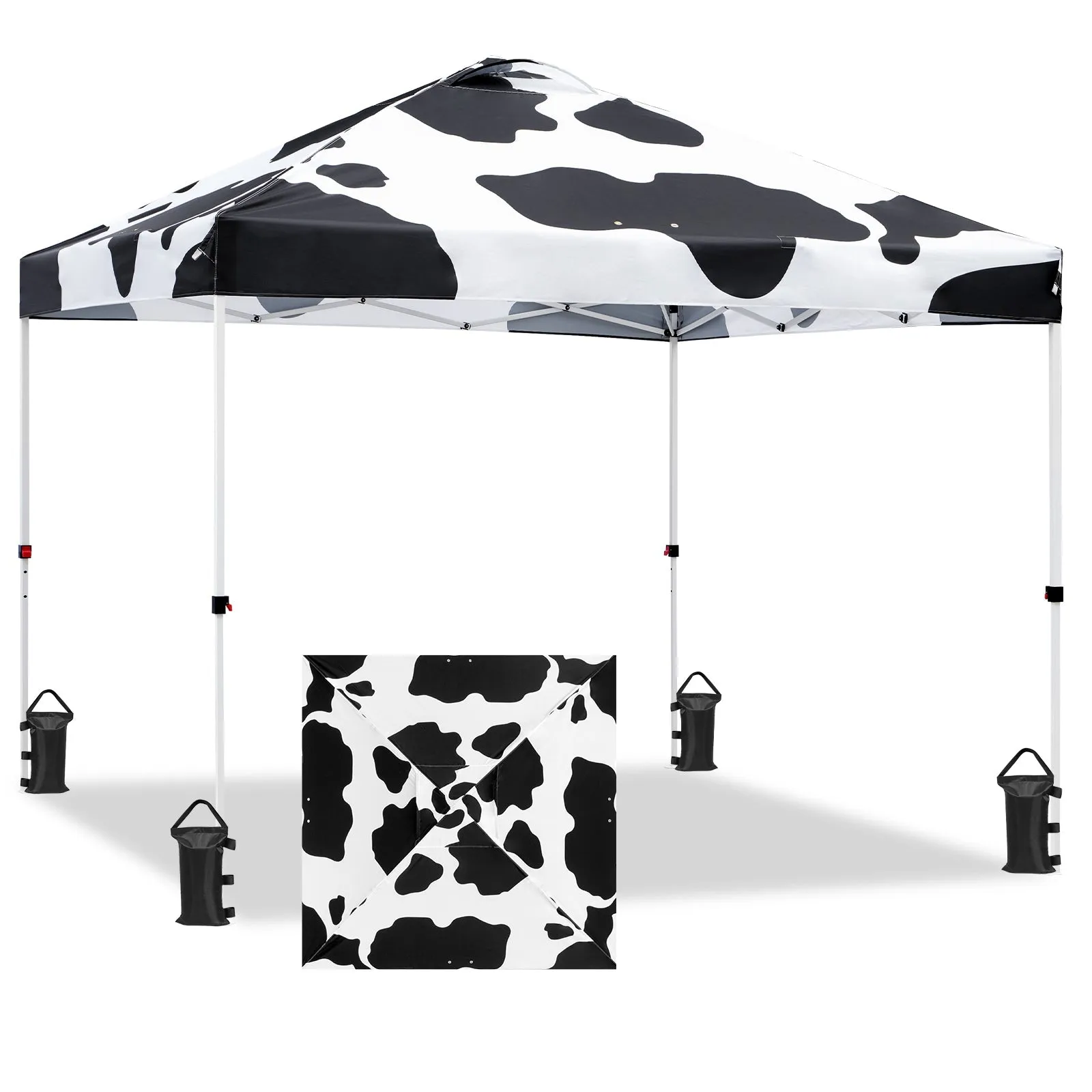 SHADE GRAPHiX Easy Setup 10x10 Pop Up Canopy Tent with Digital Printed Cow Print Top