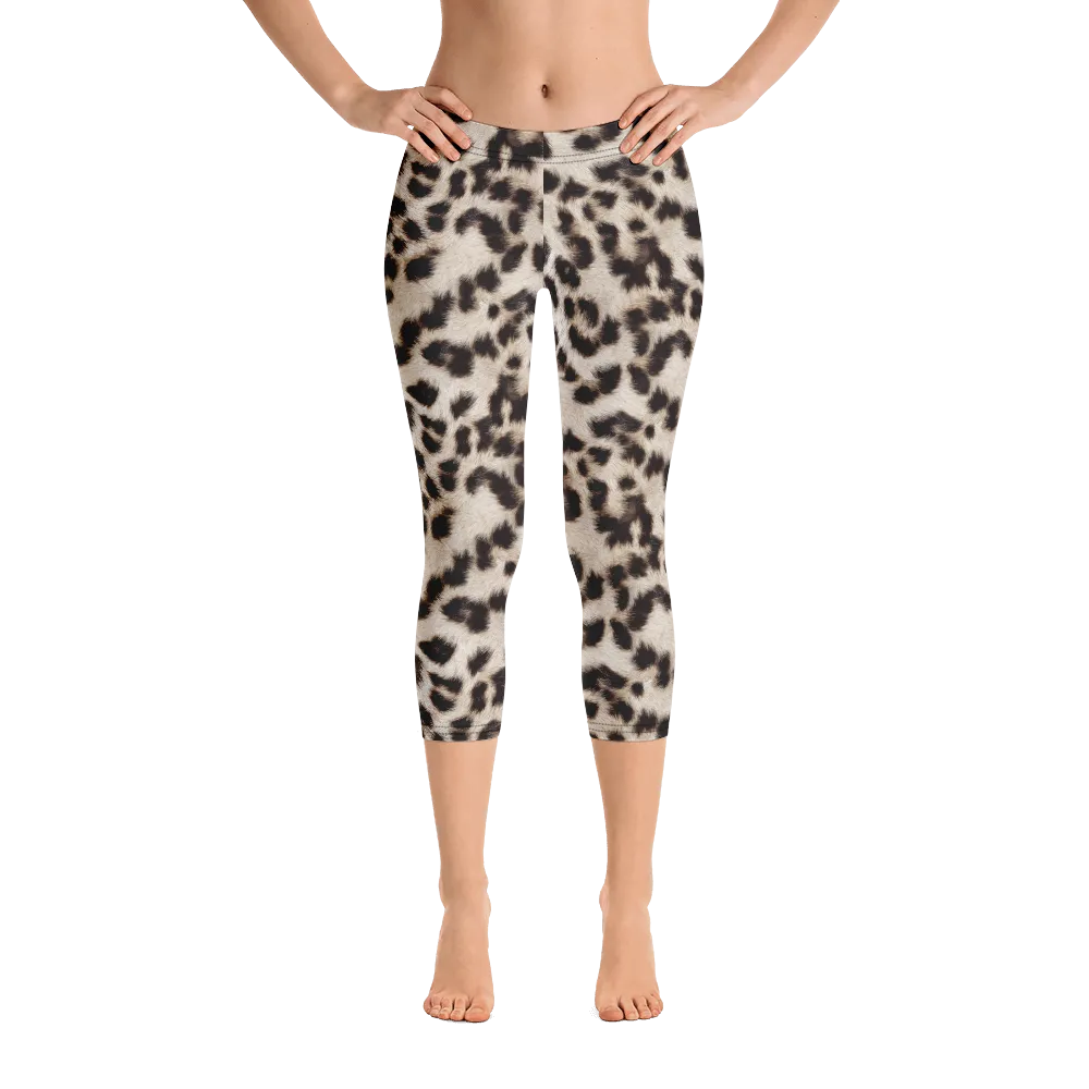 Snow Leopard Capri Leggings