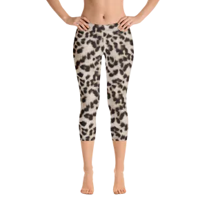 Snow Leopard Capri Leggings