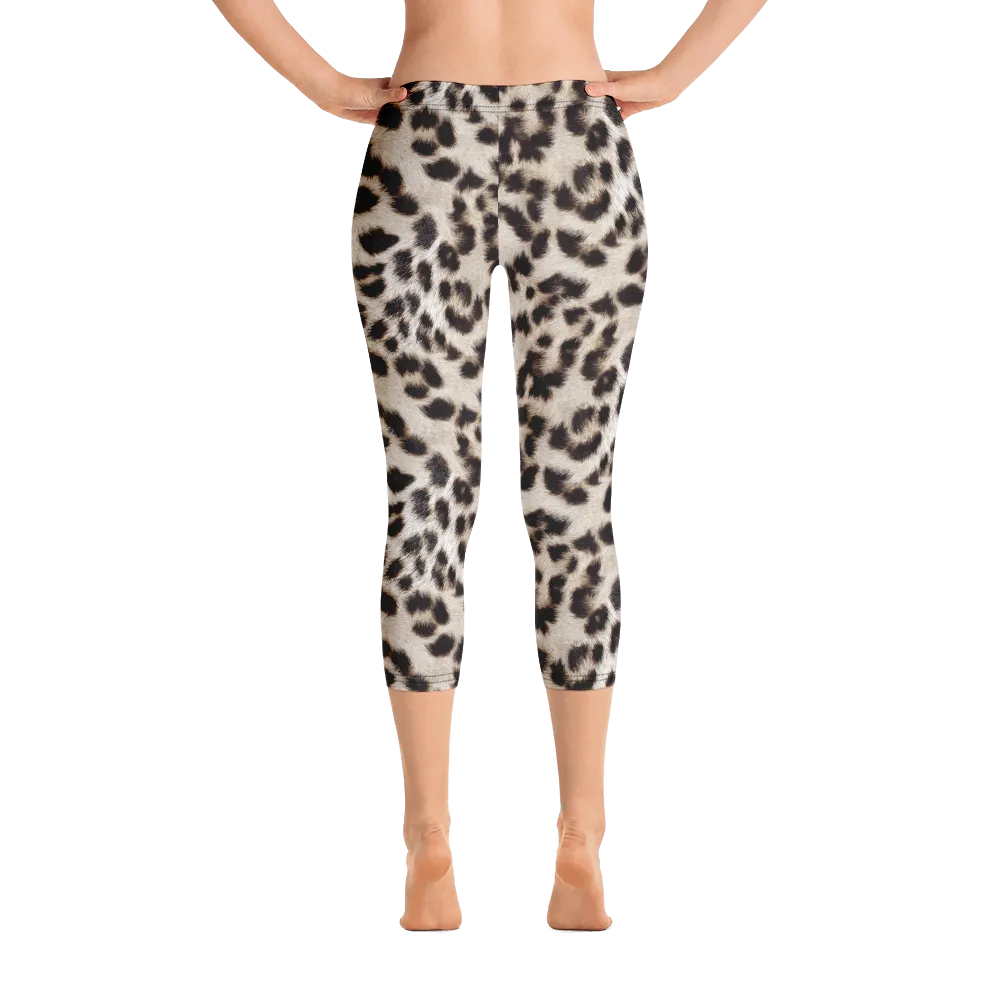 Snow Leopard Capri Leggings