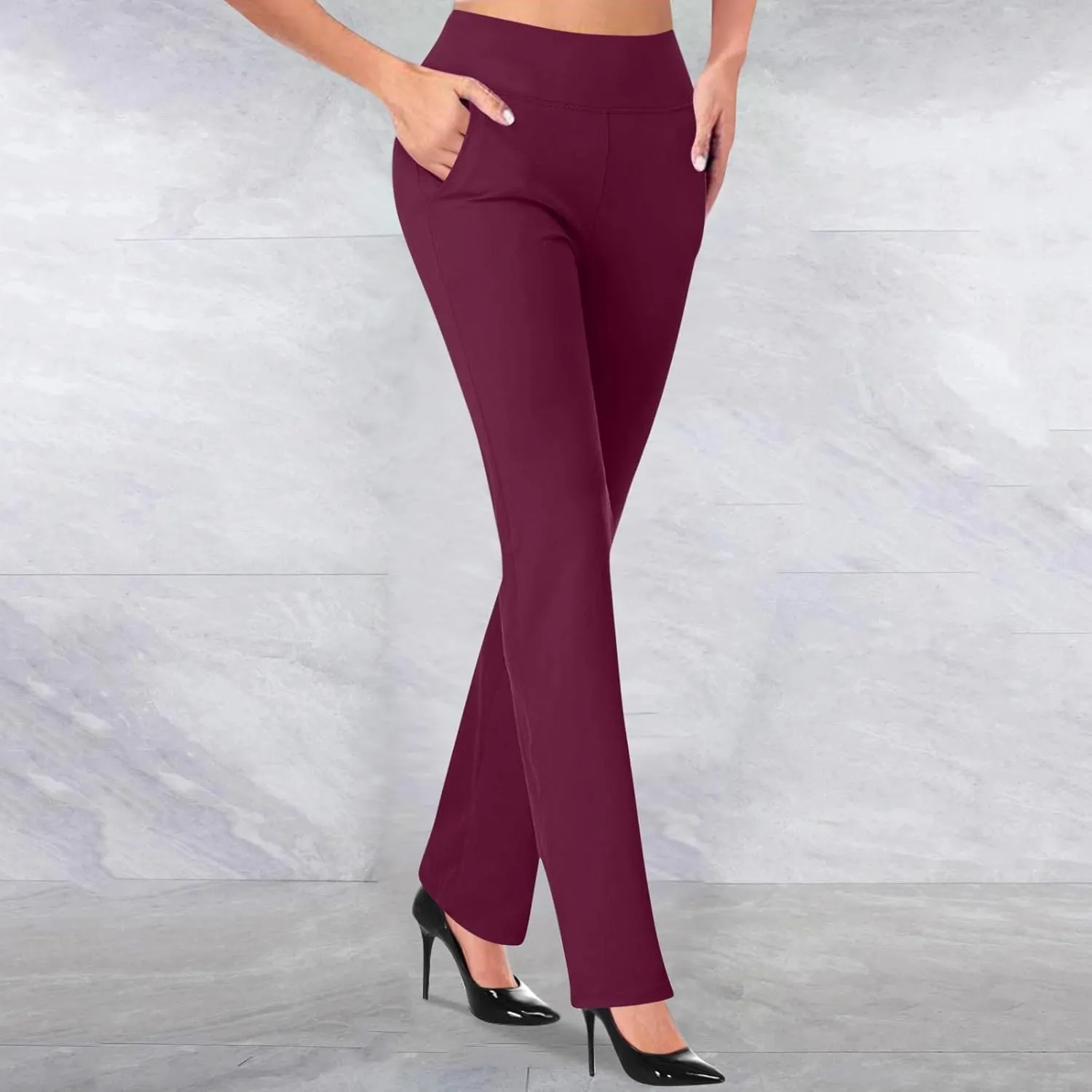 Work Pants for Women 2025 High Waist Stretch Soft Comfy Athletic Workout Yoga Dressy Pants Casual Business Trousers